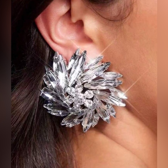 ✨NEW Elegant Silver Floral Earrings - Picture 5 of 5